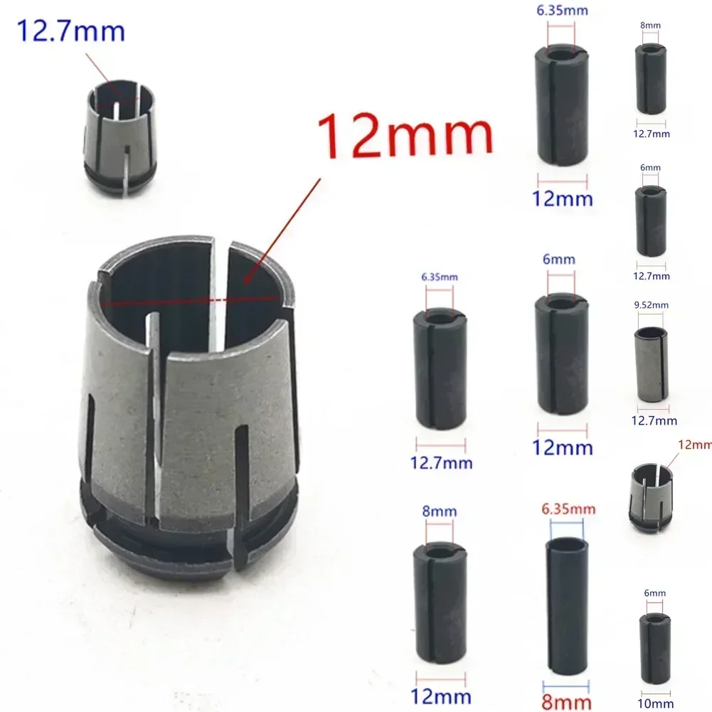 1pc Router Bit Adapter Collet Chuck Nut Milling Cutter End Mill Adapter 6mm 8mm 10mm 12mm 12.7mm 1/2 1/4 3/8 Electrical DIY Tool