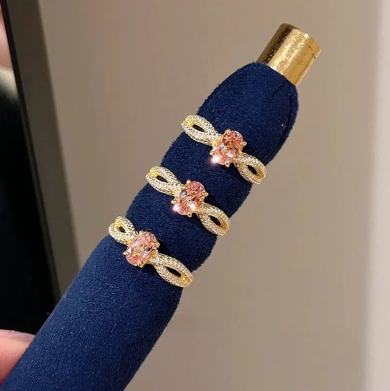 

Hot-selling 925 Silver Lab-grown Pink Diamond Engagement Wedding Rings For Women Oval Synthetic Gemstone Finger Band Jewellery