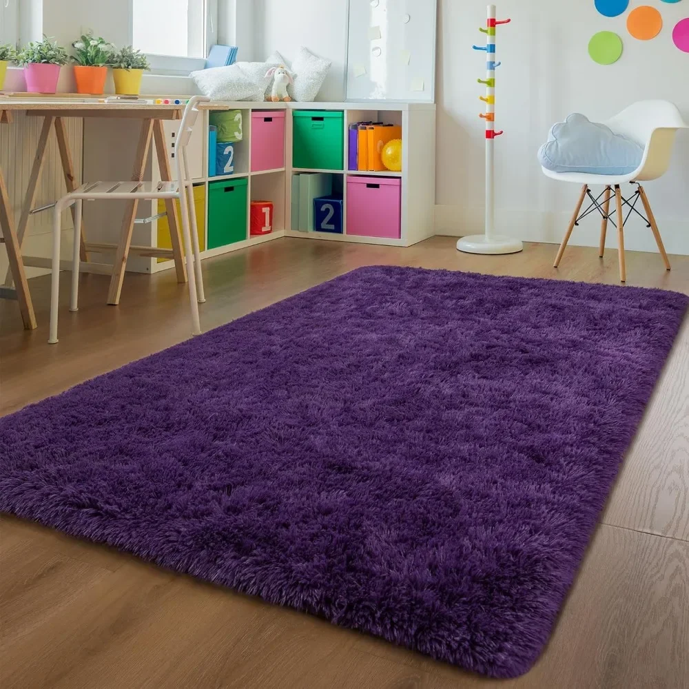 Andecor Shag Area Rug for Living Room, 8x10 Feet Purple Soft Fluffy Indoor Plush Throw Rugs for Bedroom Girls Kids Room Nursery