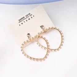 Crystal Heart Dangle Earrings for Women New Fashion Exaggerated Love Pendants Drop Earrings 2024 new in Wedding Ear Jewelry