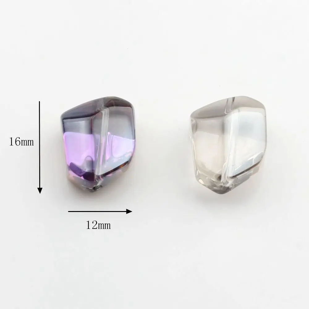 Crystal Glass Beads Geometry Stone Shape Cut Faceted Interval Loose Beads 10pcs For DIY Jewelry Making Accessories