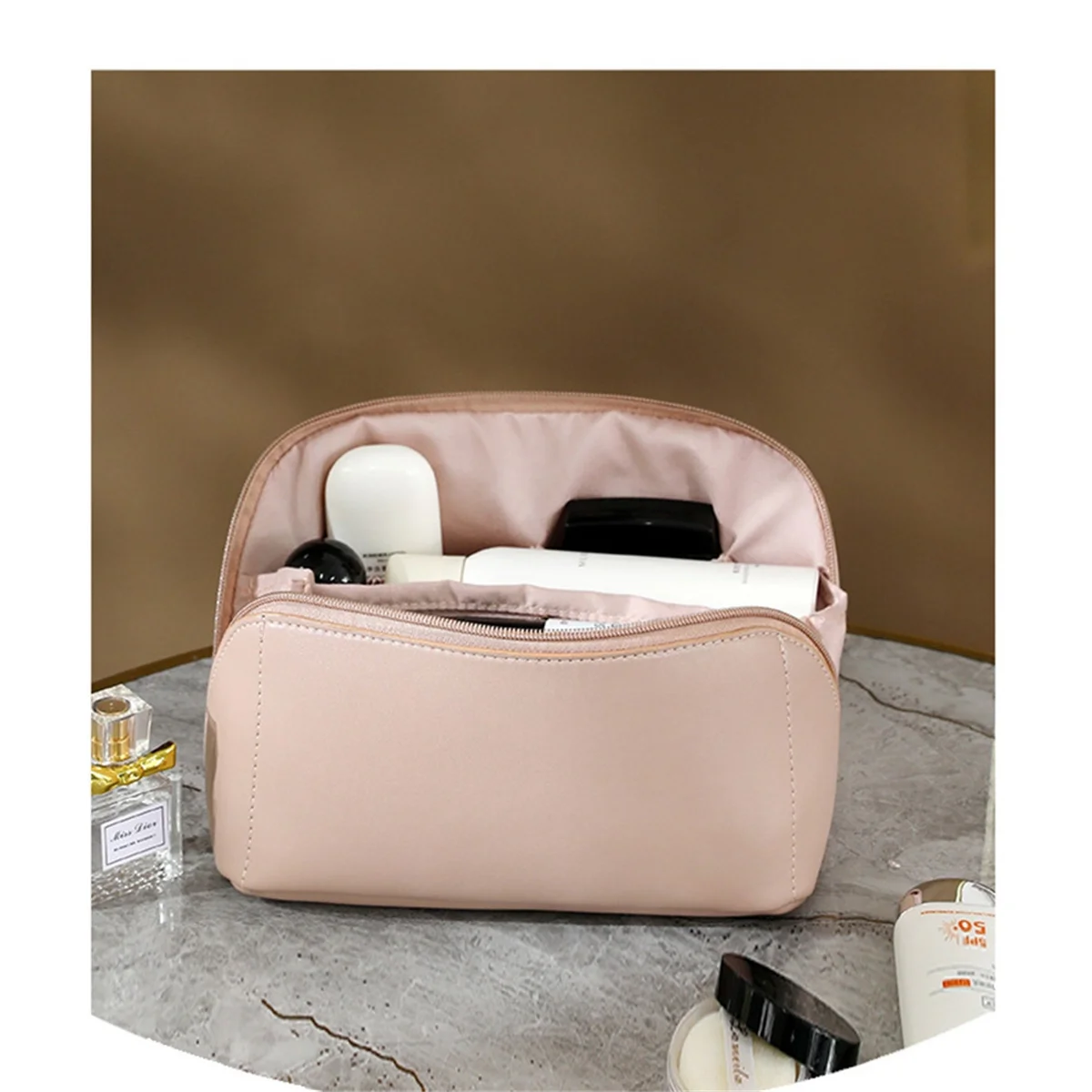 Large-Capacity Travel Cosmetic Bag Waterproof Portable Makeup Storage Toiletry Bag Cosmetic Box for Skin Cosmetics,A