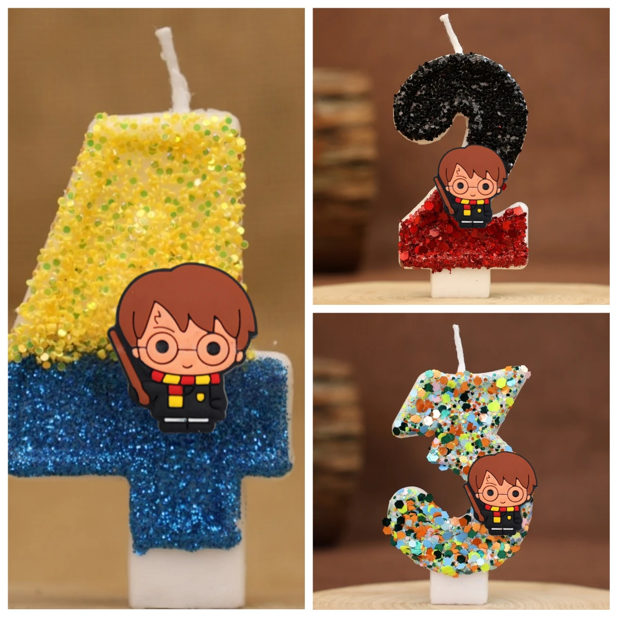 Bougie numérique magicien de l'académie magique numéro 0-9, fournitures de décoration de gâteau d'anniversaire pour enfants, accessoires de fête de dessin animé