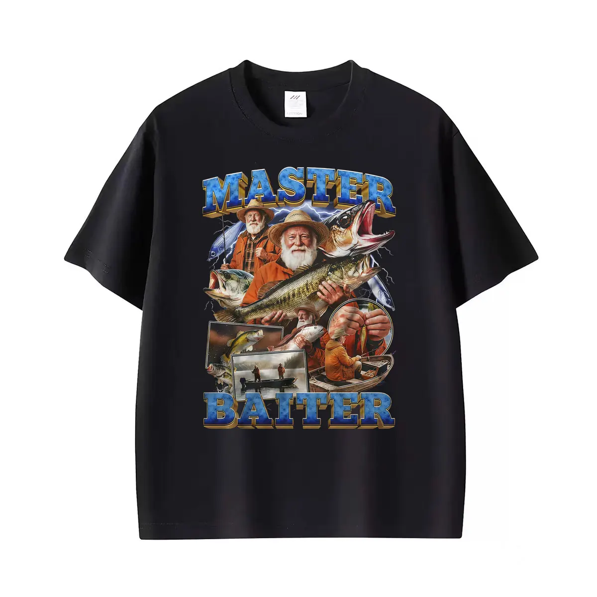 Master Baiter Retro 90s Meme Graphic T Shirt Funny Bass Angler Humor T-shirts Men Women Fashion Casual Cotton T-shirt Streetwear