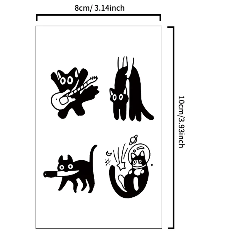 장난스러운 고양이 임시 문신 스티커, 방수 및 오래 지속되는 사실적인 허브 문신 스티커, 팔과 쇄골용