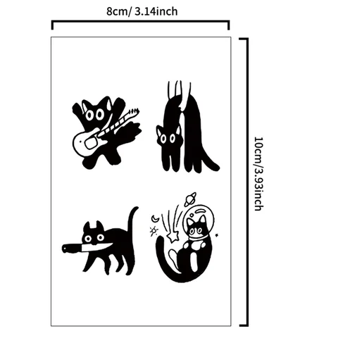 Lekfull katt tillfällig tatueringsklistermärke, vattentät och långvarig, realistisk ört-tatueringsklistermärke för arm och nyckelben. 10 best sales örttatuering - №8