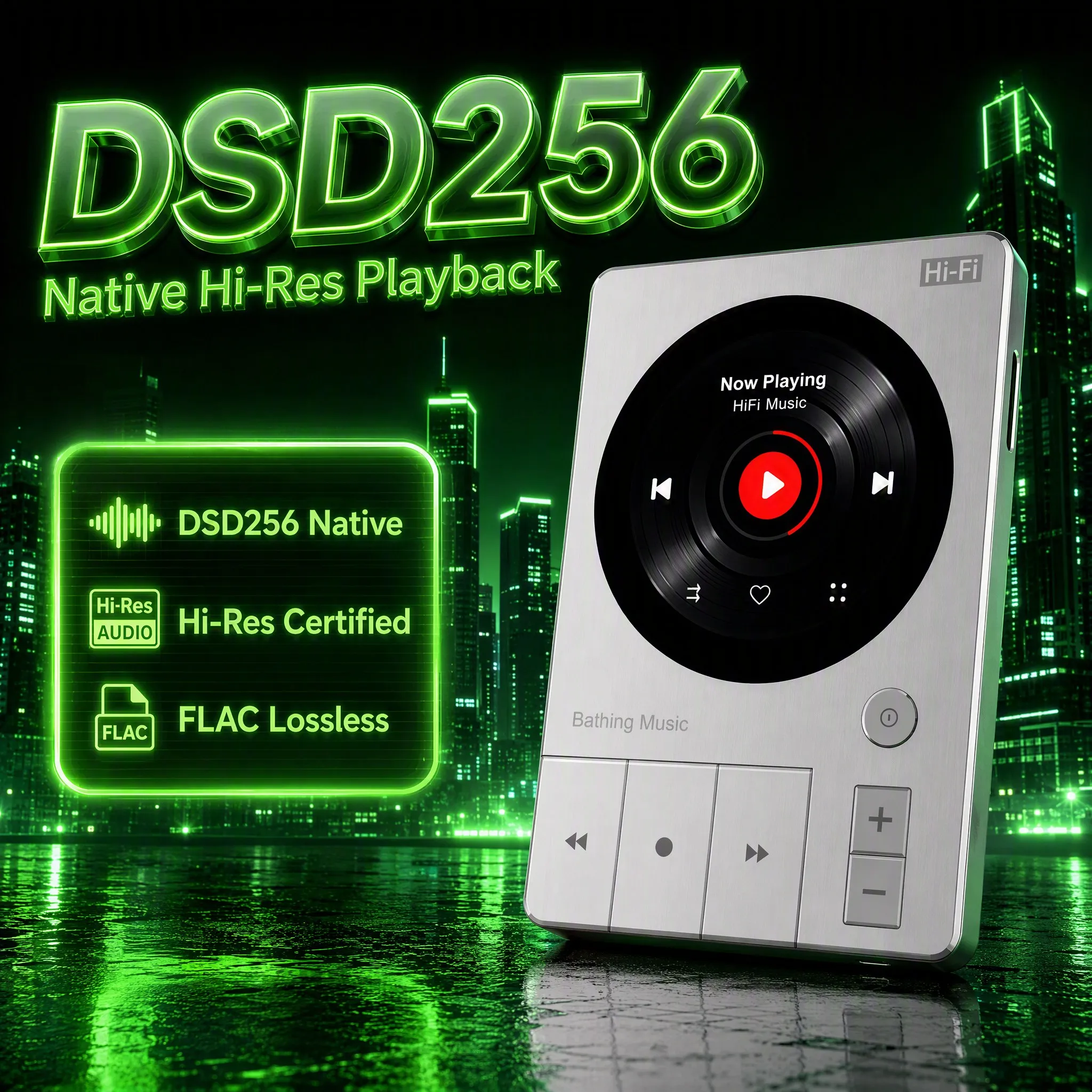 MP3-Player Famue DSD256 HiFi 128GB, ESS9018 Dual DAC 32bit/192kHz Verlustfrei, Retro-Klaviertasten, Tragbarer Digitaler Audio-Player