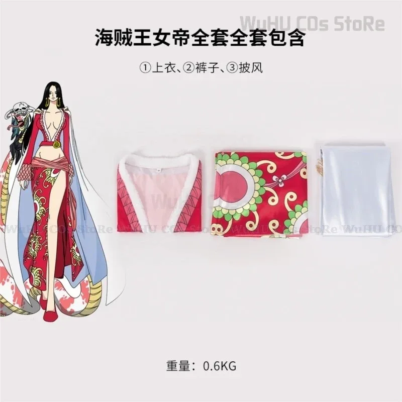 CyBoa-Disfraz de Cosplay de Anime, vestido tipo kimono rojo para mujer, Halloween, 1 unidad, Carnaval, Hancock, capa Cheongsam, peluca, trajes Cheongsam, ropa de rol Pla