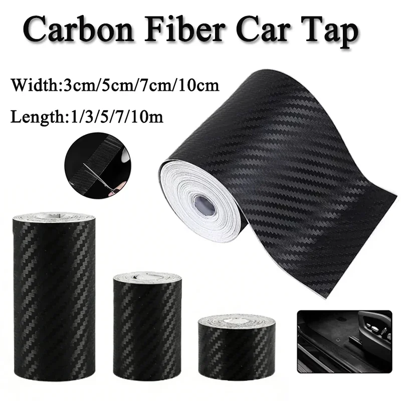 1-10m Carbon Fiber Car Tape Sticker Door Mirror Paste Protector Strip DIY Protection Protective Film Waterproof Adhesive
