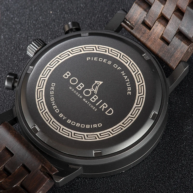 Relogio Masculino BOBO BIRD Wooden Men Watch 43 mm Top Luxury Brand Japanese Movement VD51 Quartz Watches Customized Men\'s Gifts