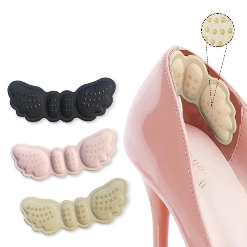 1 pair Woman High-heeled Shoes Heel protection pad Butterfly shaped self-adhesive adjustable size pad Foot care insoles