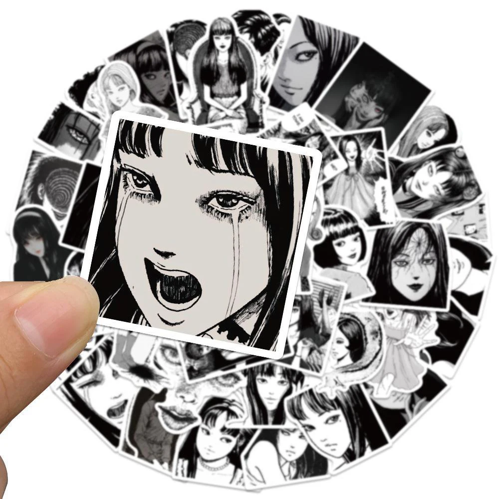 10/30/50pcs Tomie Junji Ito Anime Sticker Horror Tomie Kawakami Sticker Skateboard Suitcase Motorcycle Black And White Decals