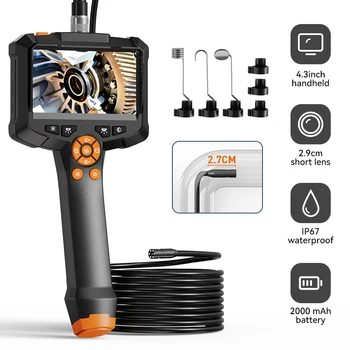 Endüstriyel endoskop kamera 4.3 inç IPS ekran IP67 su geçirmez HD1080P 8mm Lens boru kanalizasyon inceleme kamerası Borescope araba için