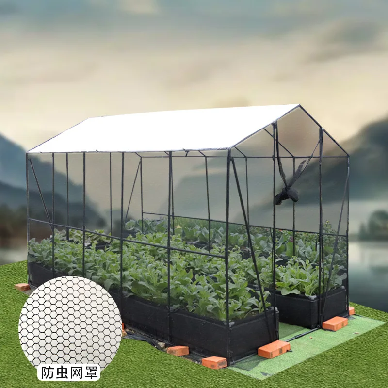 Plastic Coated Iron Pipe Stand Shade Net Insect Proof Tower Greenhouse for Plants Flowers