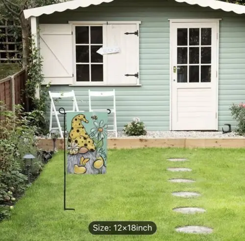 *جديد* علم حديقة صيفي زنبركي جنوم 12X18 مزدوج الجوانب ديزي HHU