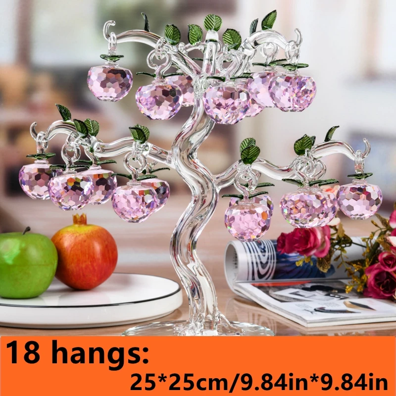 جميل زجاج كريستال شجرة التفاح فنغشوي الحرف شجرة عيد الميلاد شنقا زخرفة هووسورمينغ الهدايا