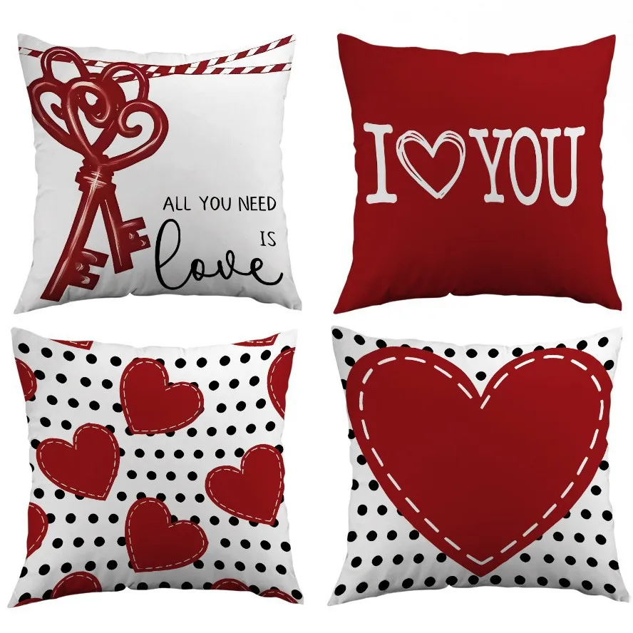 Valentine Day Pillow Case Red Love Letter Sofa Living Bedside Room 45x45 Pillow Case Cussion Cover Cushion Covers For Sofa