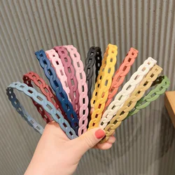 New Fashion Frosted Resin Geometric Grid Anti-slip Chain Headband Hair Band for Women Girls Hair Accessories Headwear Wholesale