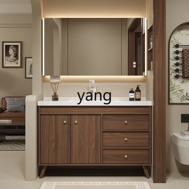 Mueble de baño LH, combinación de baño antiguo, lavabo integrado de cerámica, lavabo de piso a techo