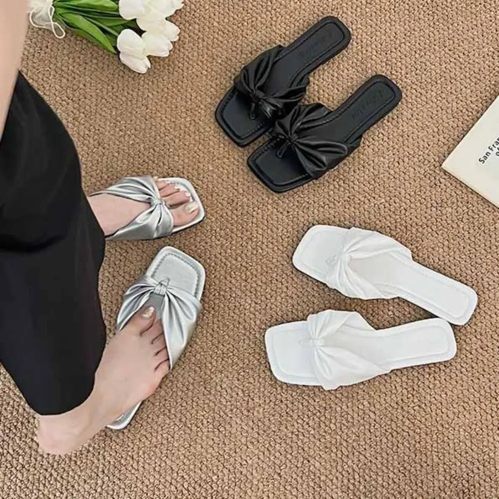 

Fashion Ruffle Beachwear Flip Flops Artificial PU Anti Slip Clip Toe Flip Flops Kawaii Soft Sole Platform Slippers Women Gifts