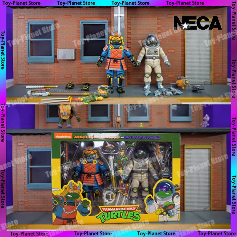 NECA Tmnt Trutles Figures Space Adventure Donatello Samurai Adventure Michelangelo Anime Action Figure Statue Figurine Gift Toys