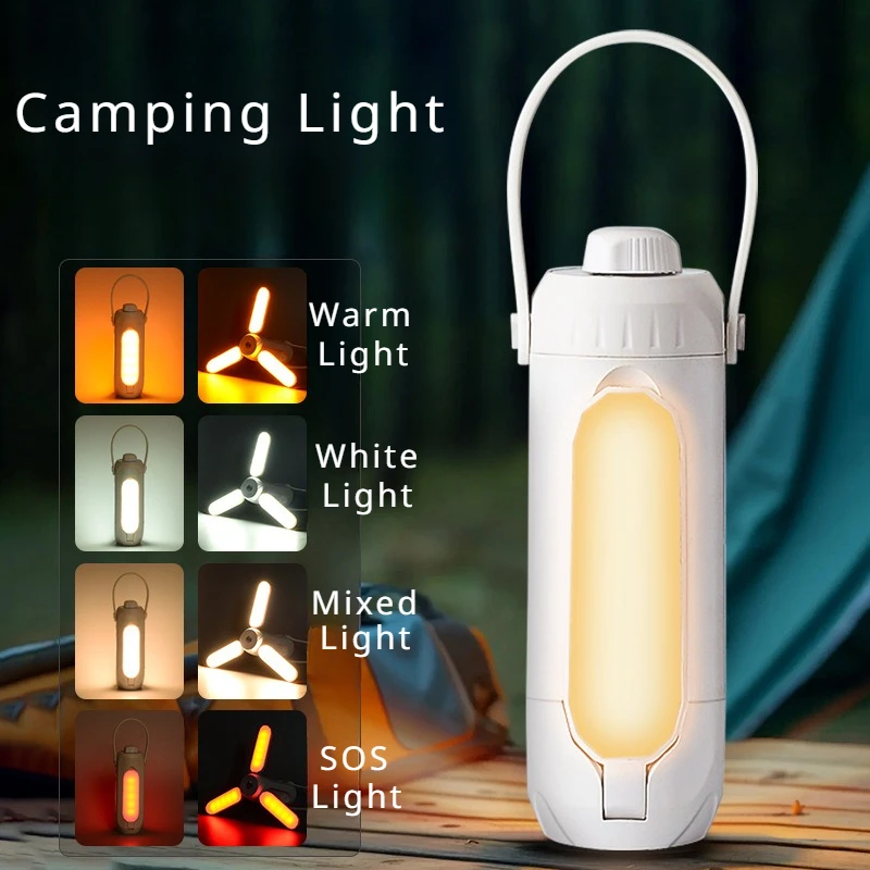 

New LED Camping Light USB Charging Outdoor Tent Light 360 ° Panoramic Lighting Focusing Flashlight for Hiking Travel Emergency