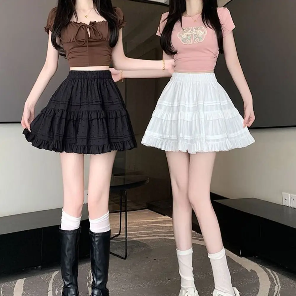 

Sweet Dots Shorts Mini Skirt Short A-line High Waist Cake Skirt Dress Harajuku Pleated Mini Skirts Female Lady