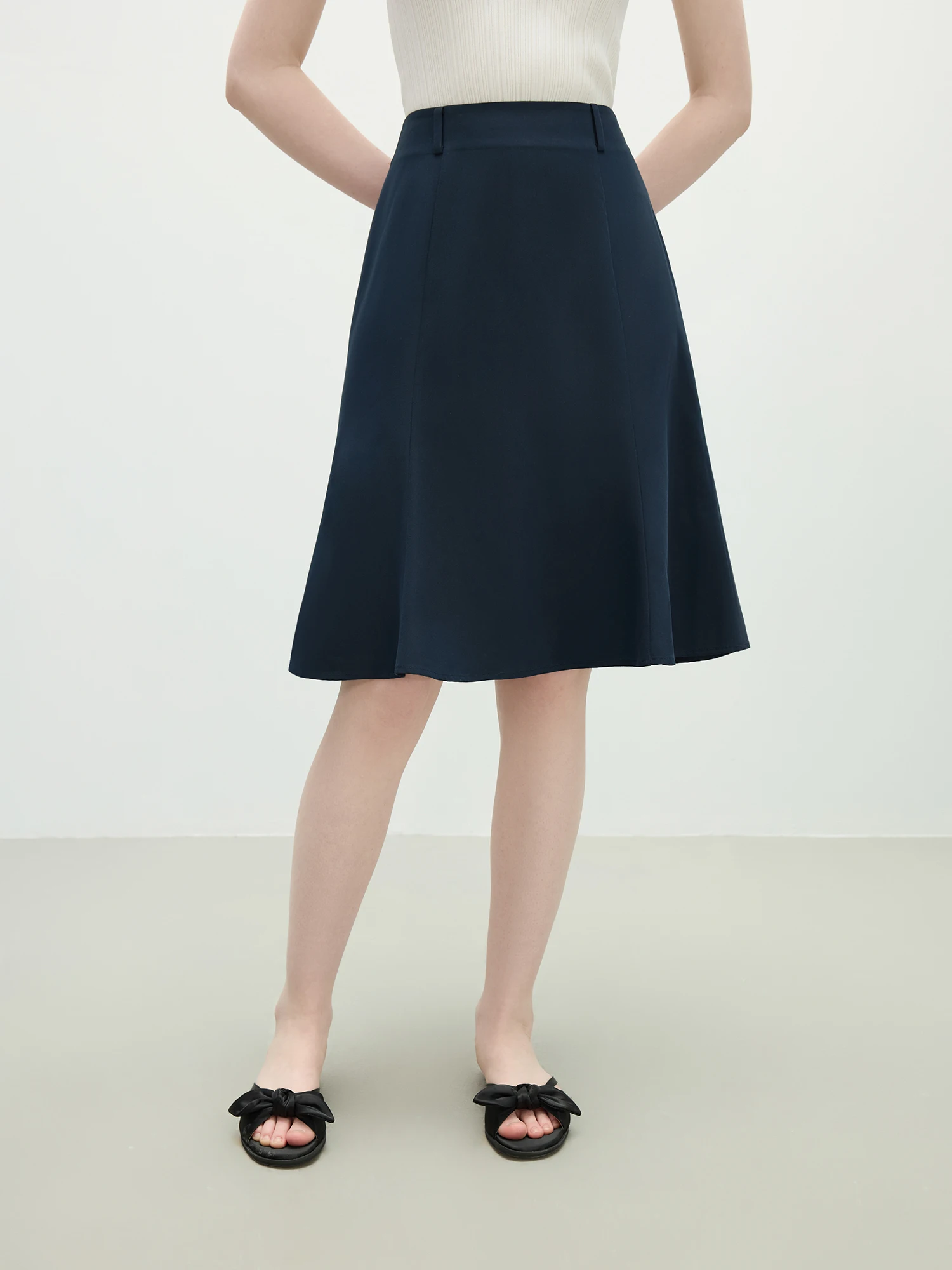 FSLE White Mermaid A-Line Skirt 2025 Summer High-Waisted Office Evening Chiffon Tailored Elegance Casual Loose Skirts 25FS12166