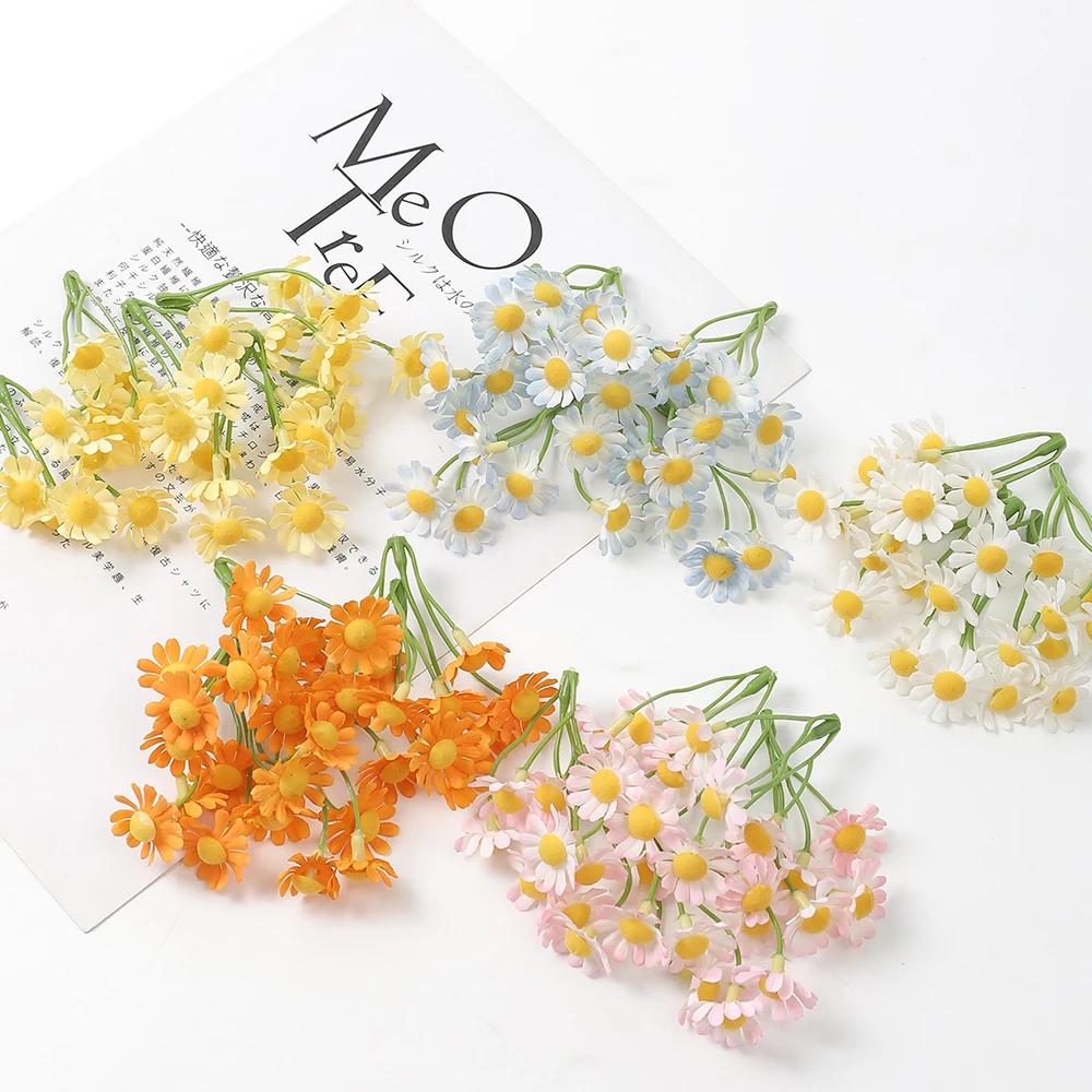 

20Pcs Artificial Flowers Daisy Plants Sun Flower Branch DIY Home Garden Party Wedding Decoration Chrysanthemum Cheap Fake Plants