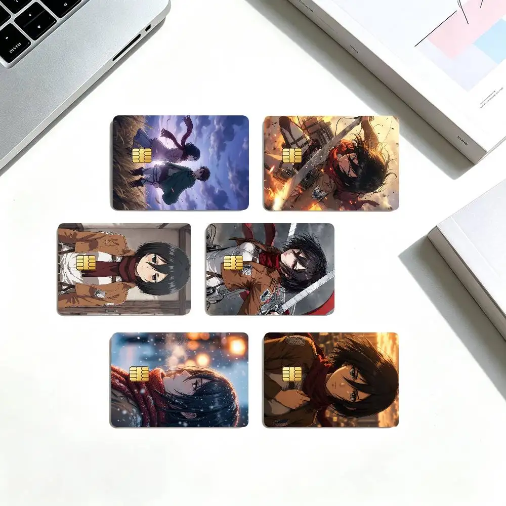 M-Mikasa Ackerman Attack on Titan  Credit Card HD Stickers Small Chip Waterproof Sticker Game Card Decal Gift
