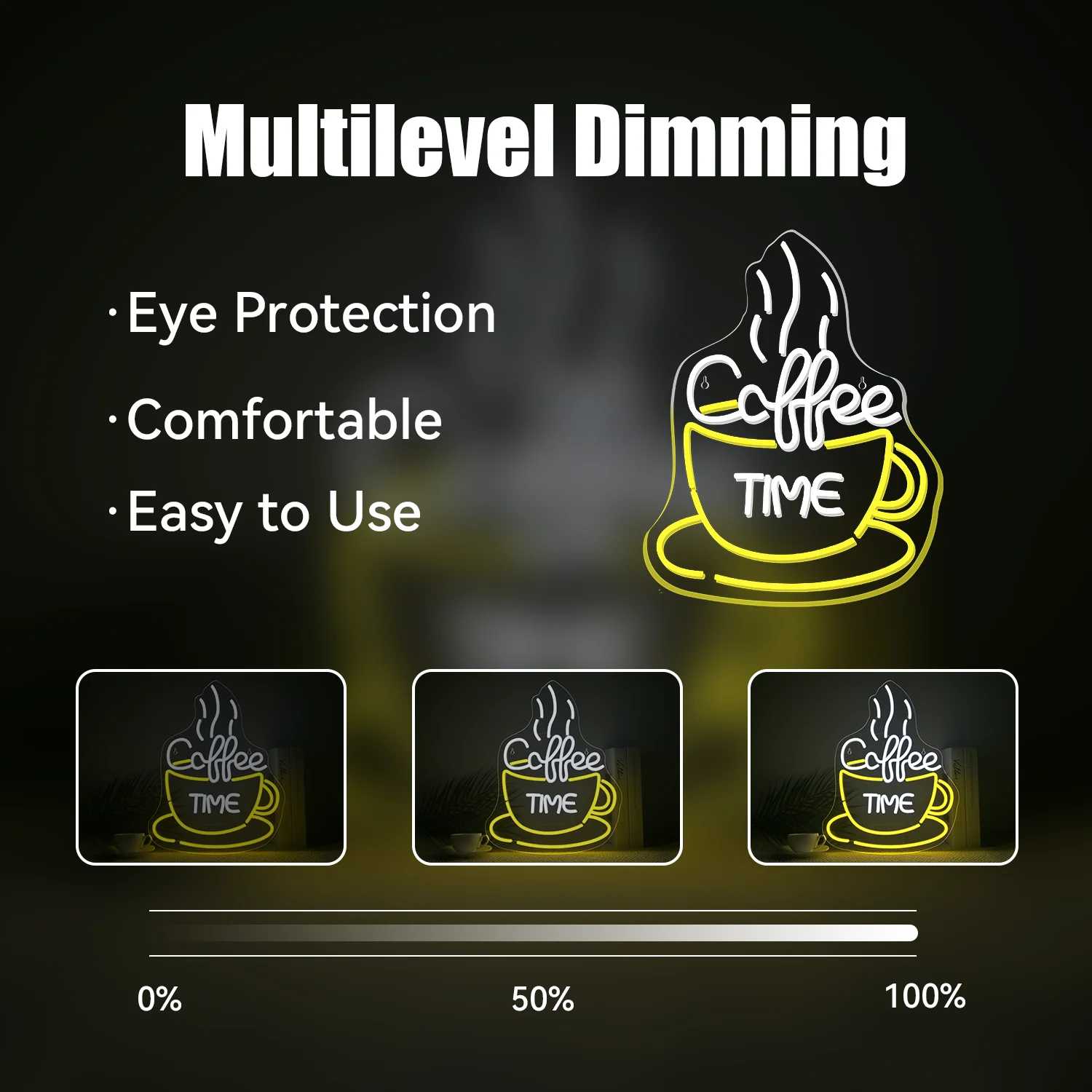 Coffee Time Neon Sign Dimmable Light Up Signs Art Wall Hanging Decor for Cafe Shop Home Bar Restaurant Business 