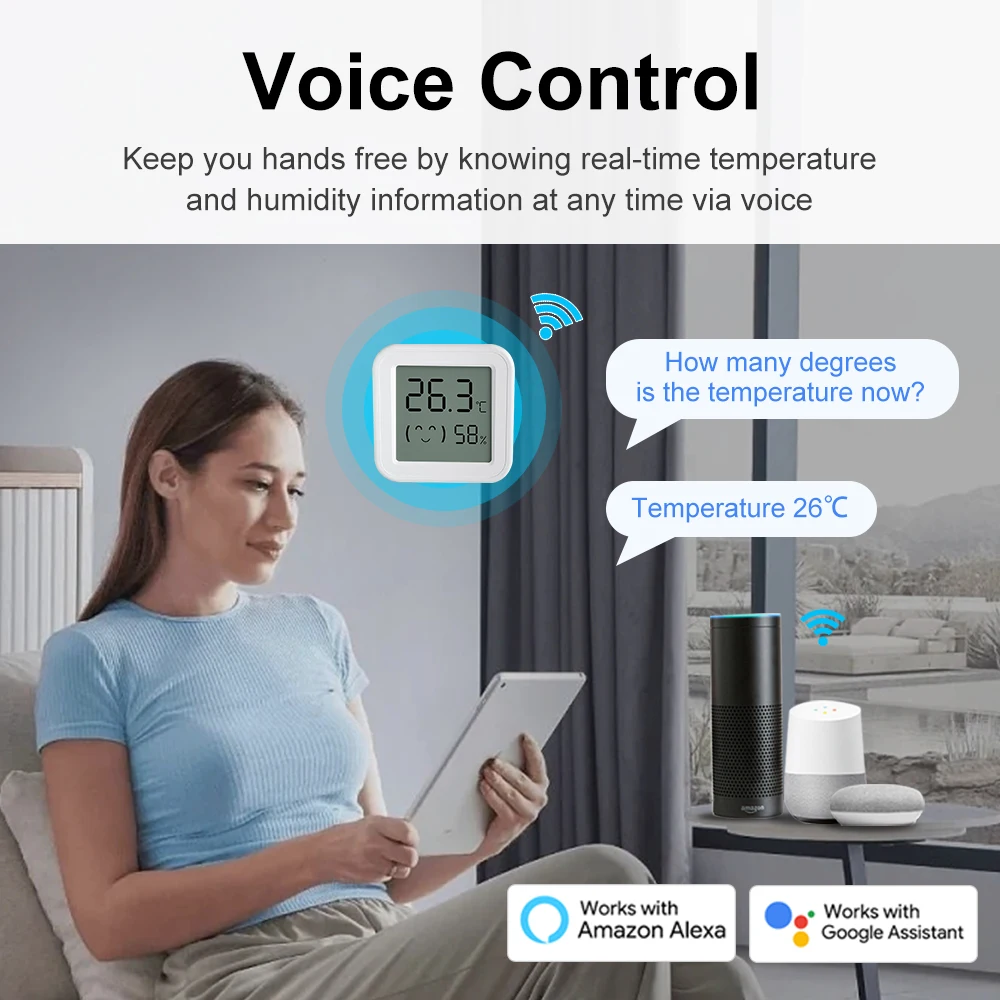 Smart Digital Lcd Zigbee Tuya Mini misuratore di umidità della temperatura sensore igrometro casa Indoor Baby Room Office APP telecomando