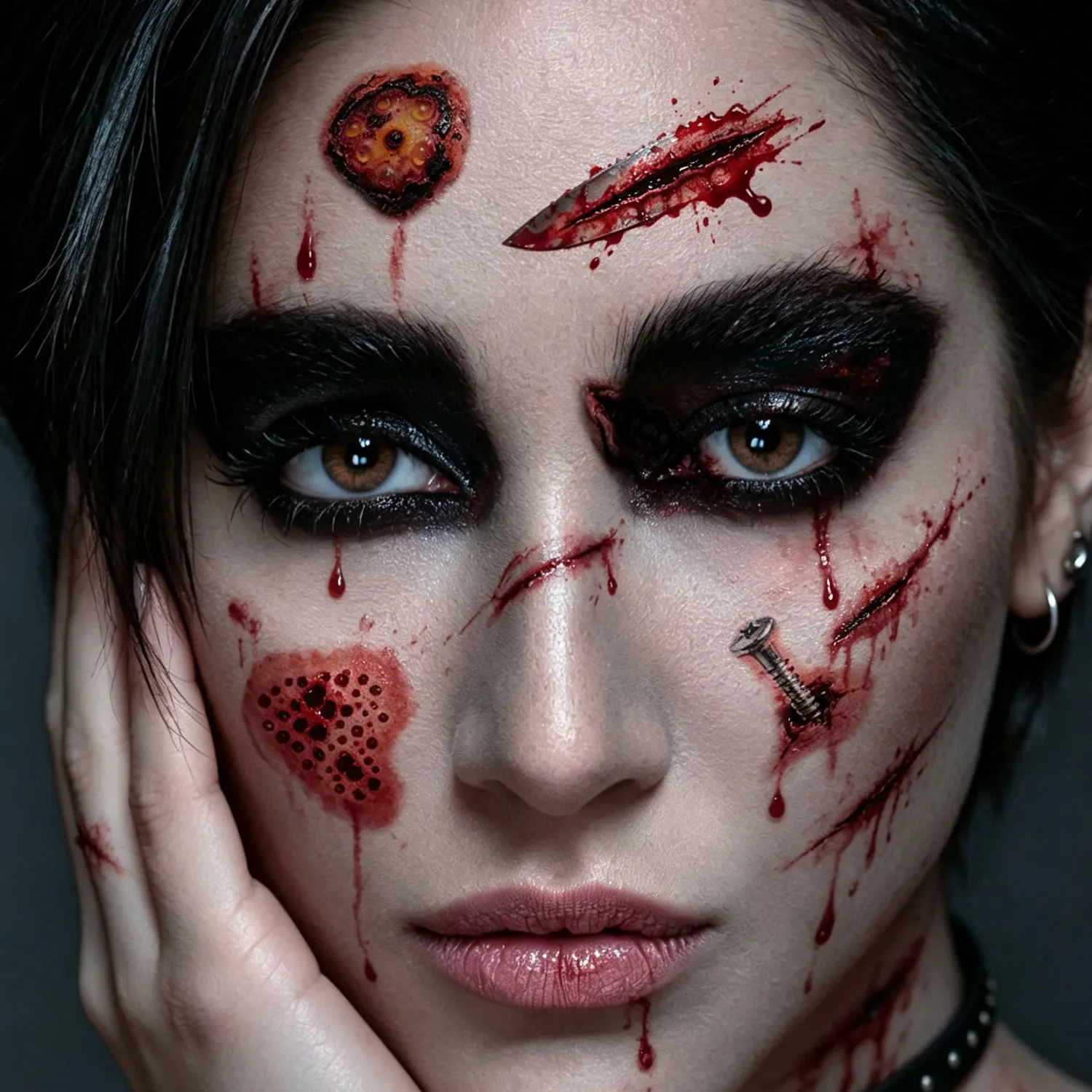 10 Sheets, 77 Halloween Horror Bloody Wounds and Scars Series Pattern Temporary Tattoo Stickers
