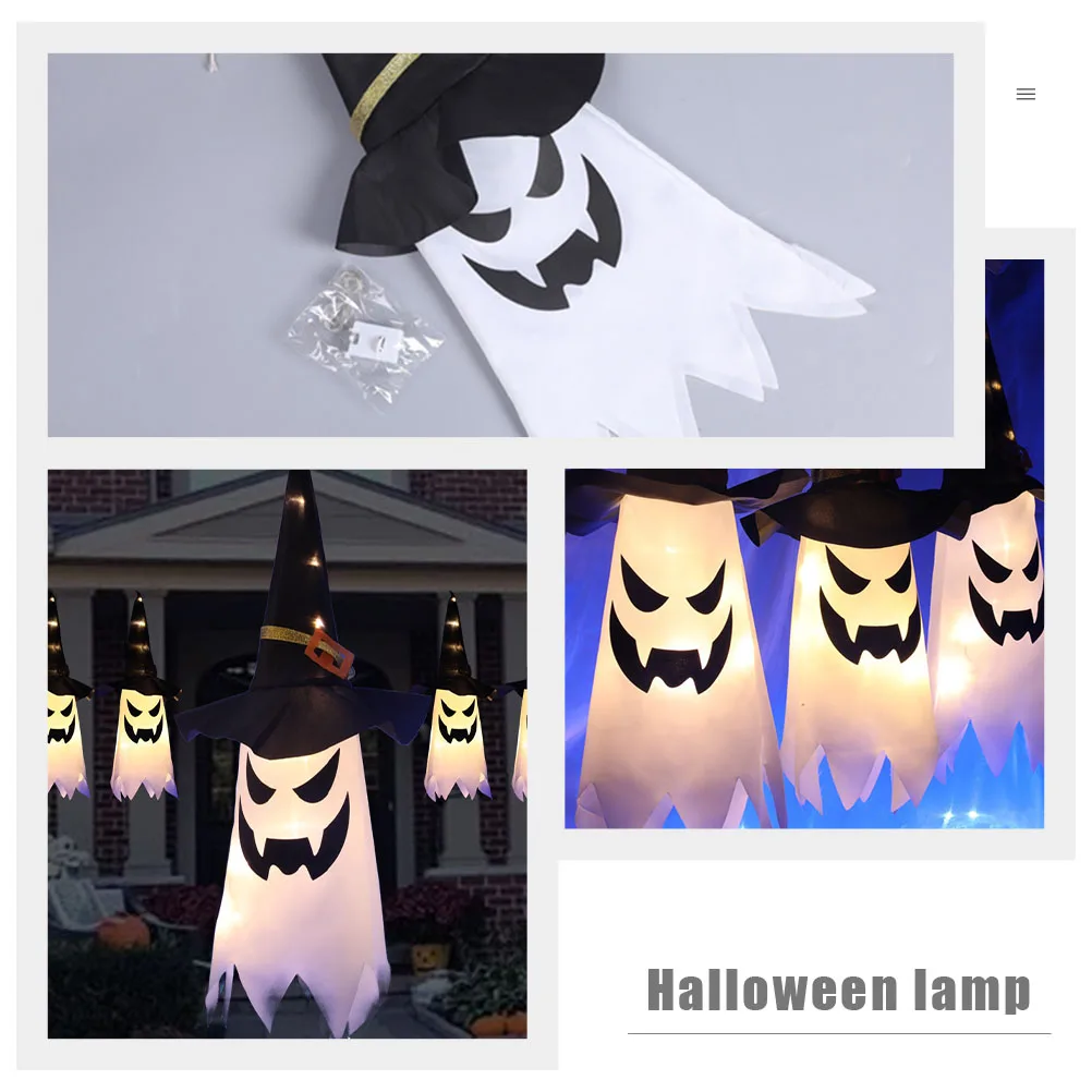 

3Pcs Halloween LED Witch Hat Lights Glowing Ghost Decorations Hanging Lamps for Parties and Festivals
