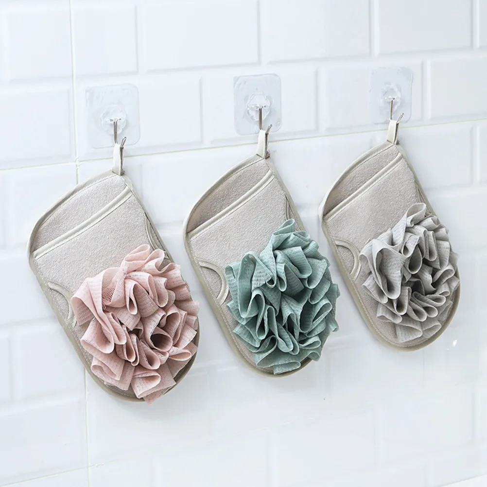 Exfoliating Shower Gloves 3 Piece Reusable Bath Mitt Set for Body Scrubbing Arms Legs Back and Smooth Skin