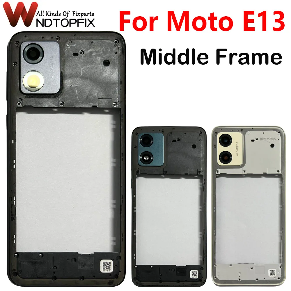 

Middle Frame 6.5" For Motorola Moto E13 Housing Middle Frame Case With Power Volume button+Camera Lens Repair Parts
