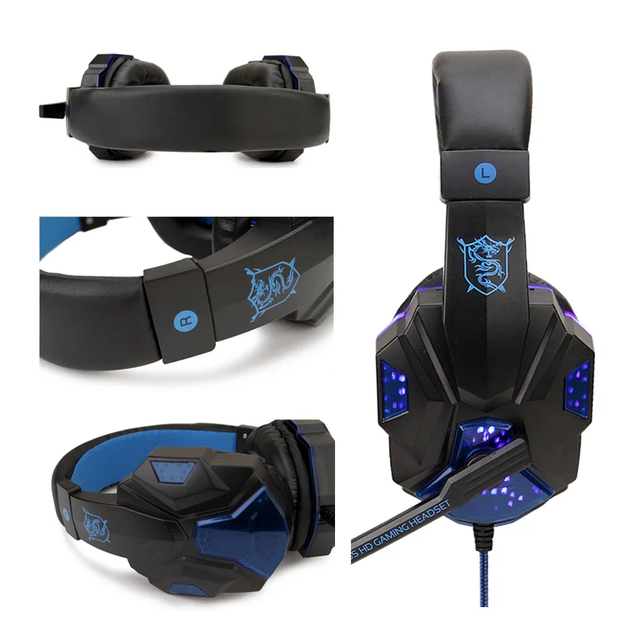 10 Uds. Auriculares estéreo de graves con cable USB para ordenador con micrófono sonido envolvente 7,1 auriculares para juegos PS4 con luz Led para PC