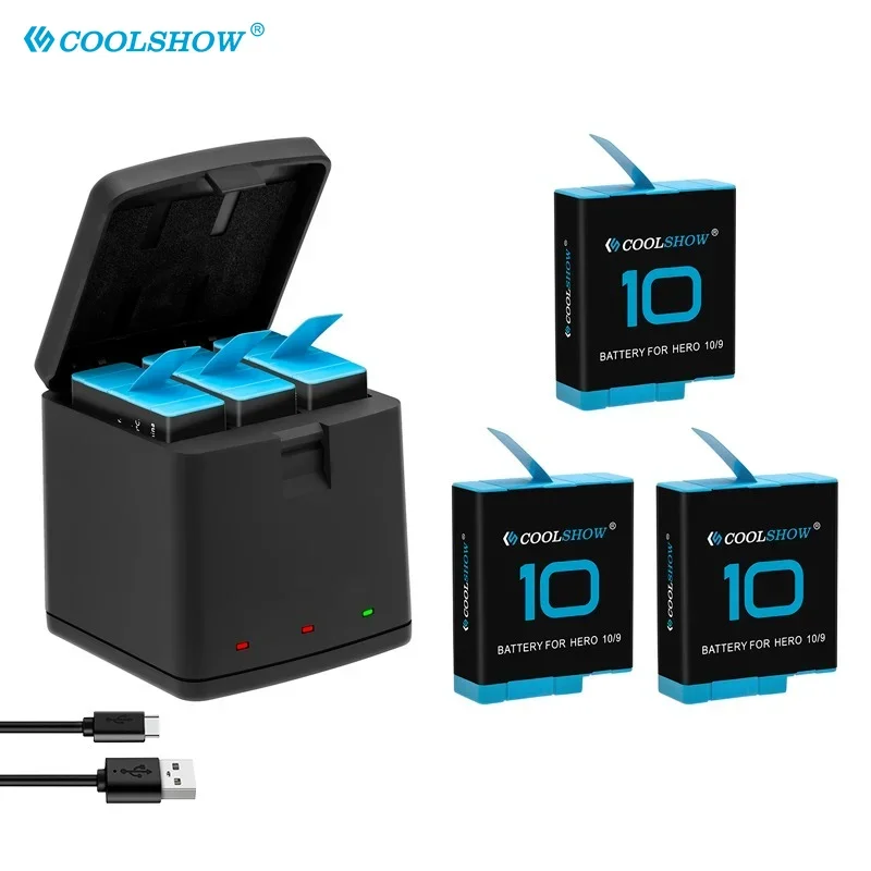 1800mah Batteries for Gopro Hero 9 10 11 12 Black Enduro Rechargeable Battery Charger for Gopro 10 Action Camera Accessory