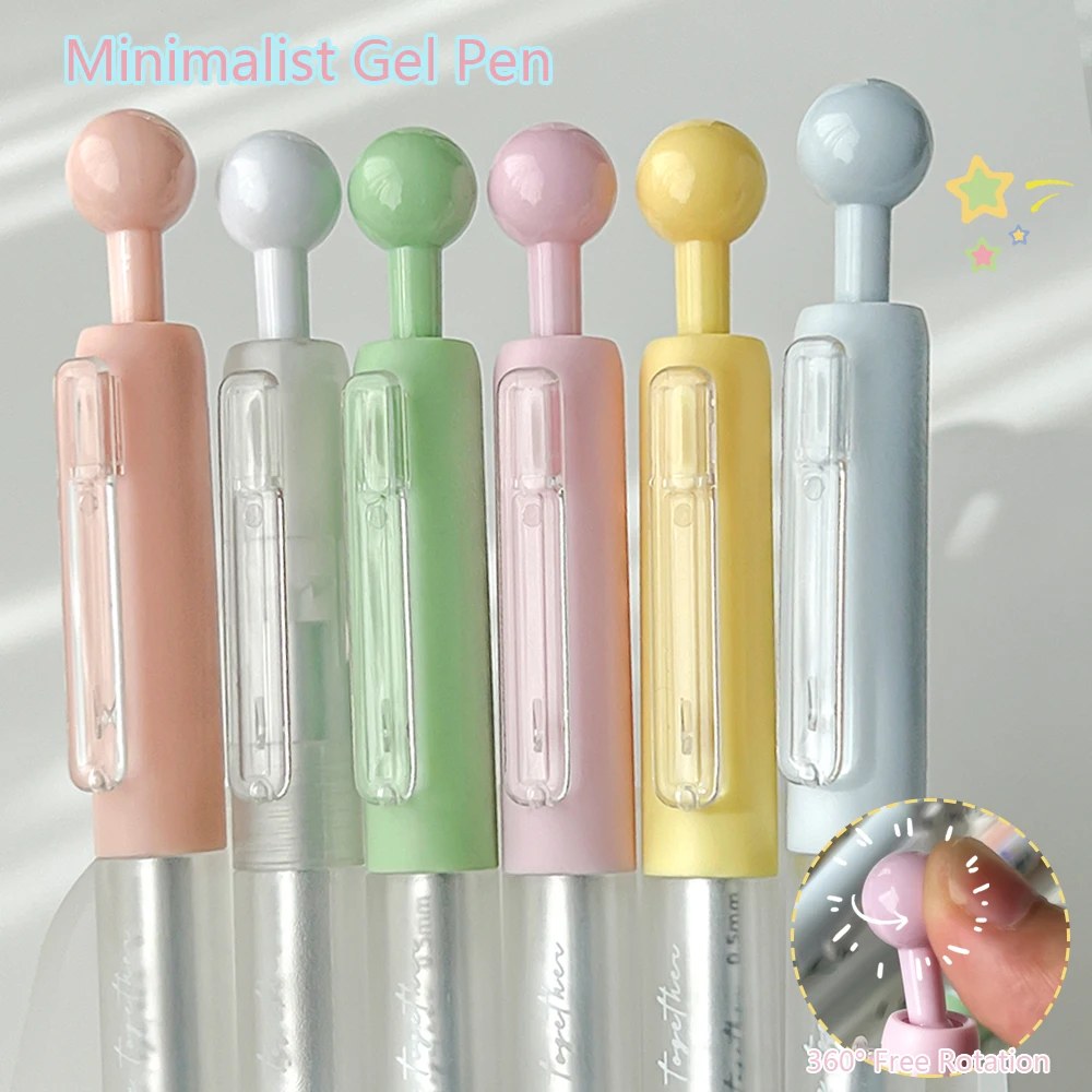 

6 Pack 360° Free Swivel Gel Pens 0.5mm Transparent Low-Center Gravity Pens IG Style Office School Writing Tools