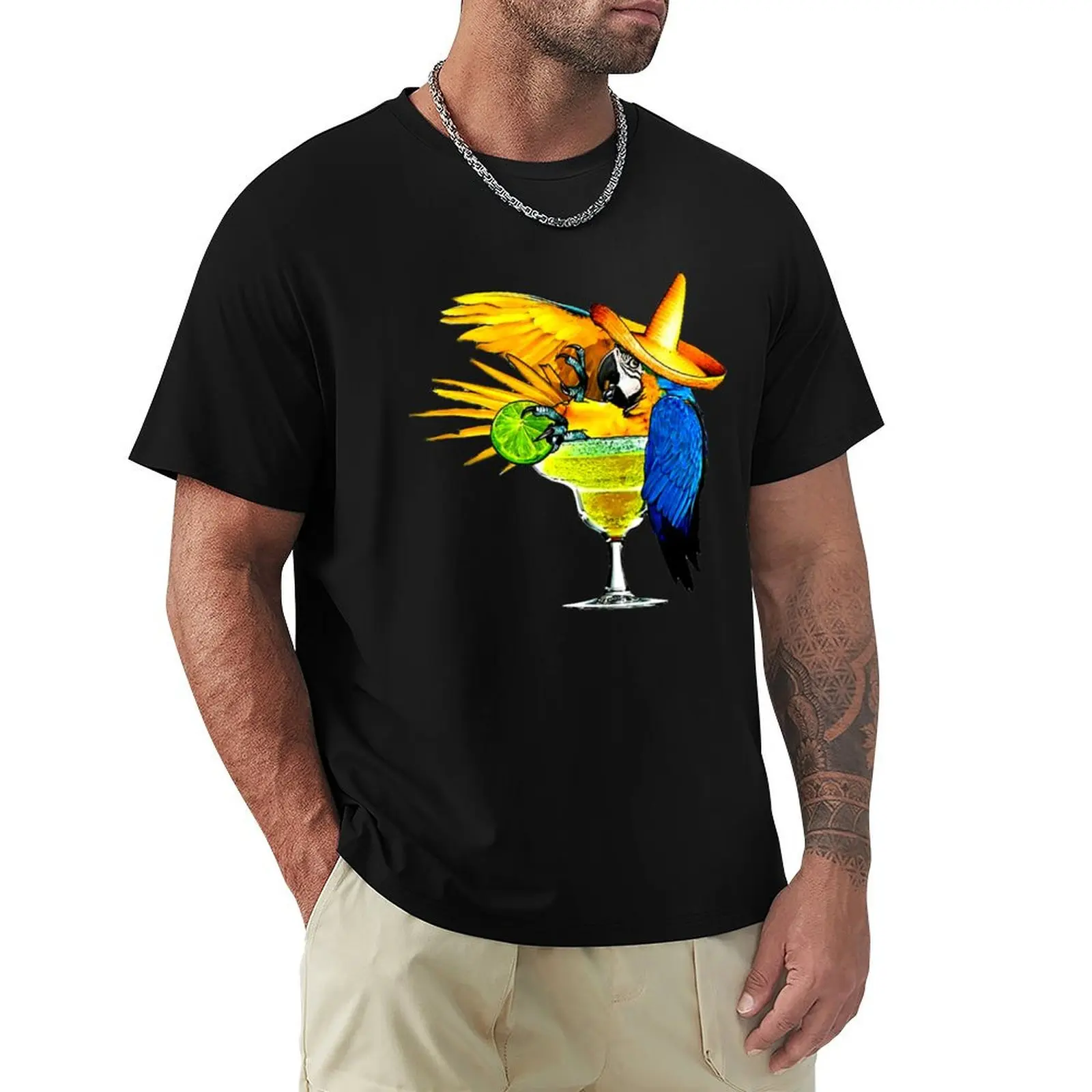 T-shirt Parrot Drinking Tequila, T-shirt athlétique à séchage rapide pour hommes