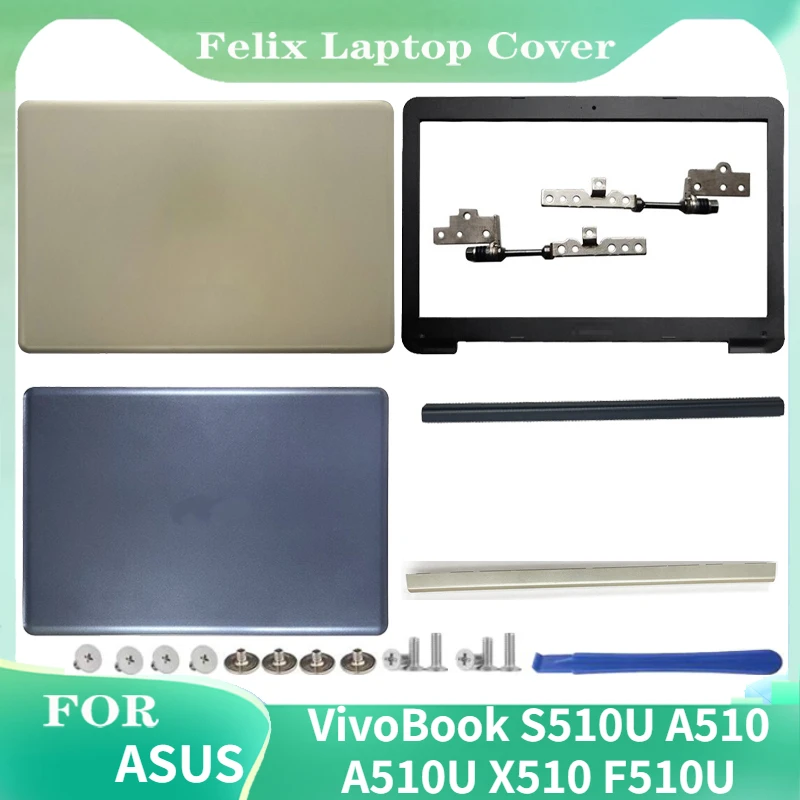 Imagem -01 - Portátil para Asus Vivobook S510u A510 A510u X510 F510u Tampa Traseira Lcd Dobradiças da Moldura Frontal 15 Polegada Top Case Plástico Novo Case portatil para asus vivobook s510u a510 a510u x510 f510u tampa traseira lcd dobradicas da moldura frontal 15 polegada top case plastico novo case 01