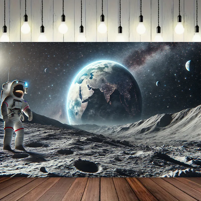 Hintergrund mit Perspektiven der Erde und Mond, Fotostudio, Wohnzimmer, Hintergrundstoff mit Outdoor-Festival-Motiv