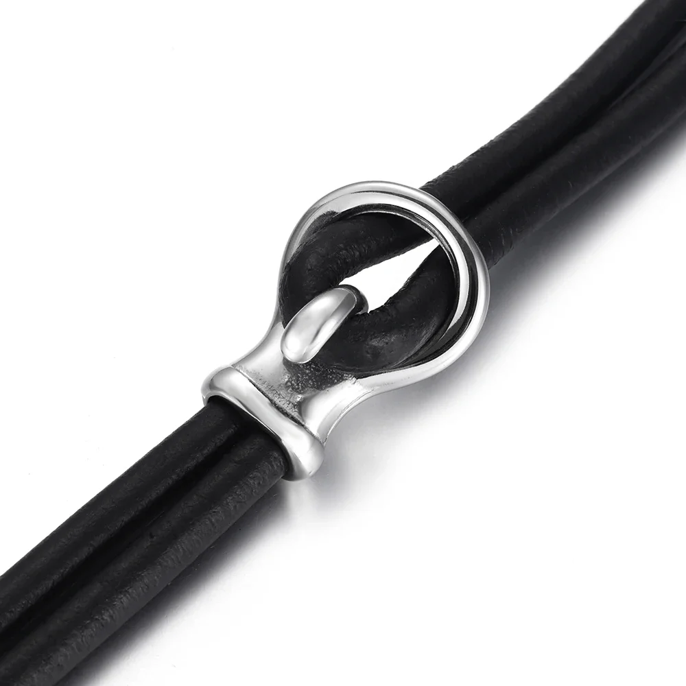 Stainless Steel End Cap Hook Double Hole 5mm Connector Leather Cord Toggle Clasp Bracelet Jewelry Making DIY Supplies