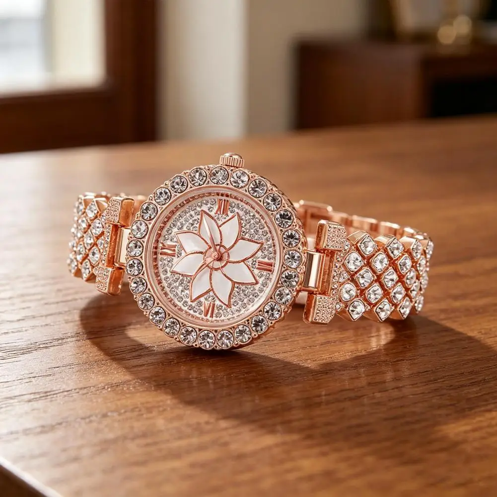 Rhinestone Decor Quartz Watch & 1Pcs Bracelet Fancy Women Watches Jewelry Sophisticated And Stylish Women Watch ﻿