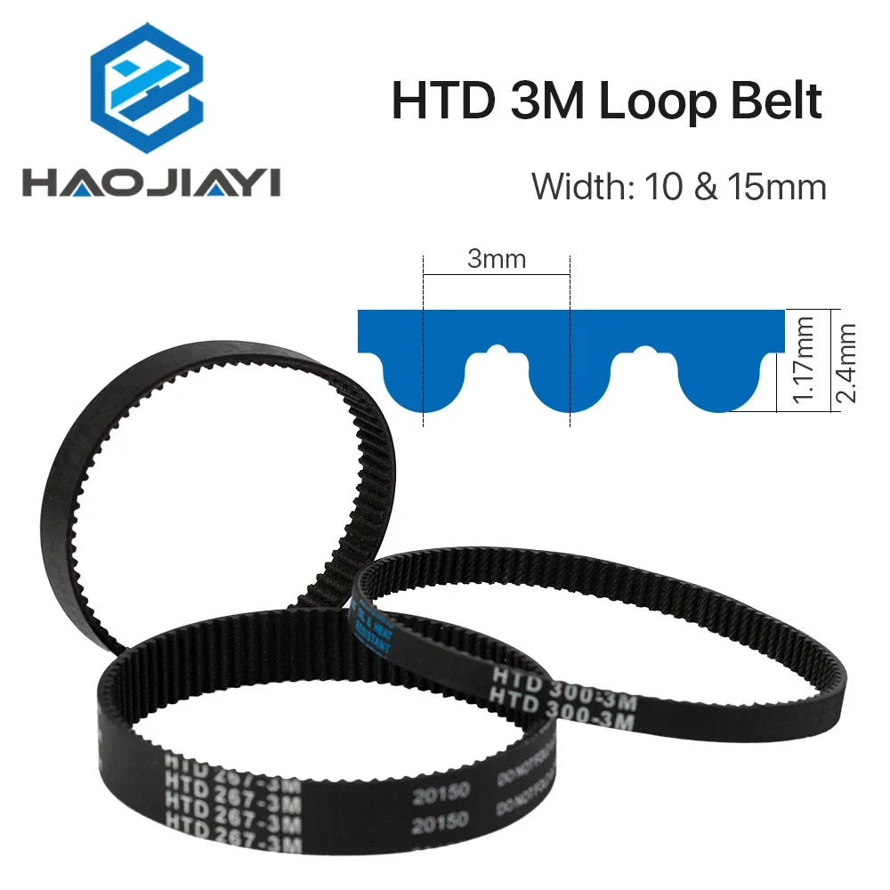 HTD 3M Closed Loop Belt Rubber Timing Belt Various Transmission for CO2 Laser Engraving Cutting Machine / 3D Printer