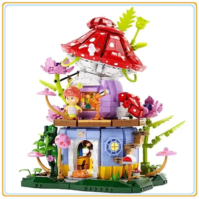 

Mountain House Fun Series Building Blocks Assembled Mushroom House Street View Puzzle Model Ornaments Valentine's Day Gift