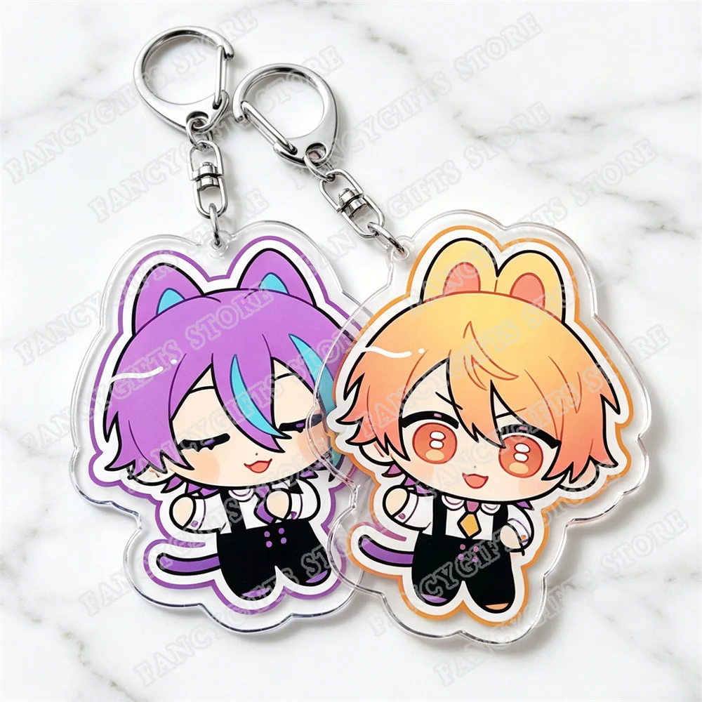 Cute Anime Chibis Keychains for Accessories Touya Emu Rui Akito Tsukasa VIRTUAL SINGER Key Chains Jewelry Keyrings Fans Gifts