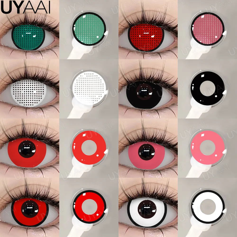 UYAAl 1 Paar farbige Jahreskontaktlinsen für Augen, rote Farbkontakte, weiße Linsen, grüne Linsen, Schönheits-Make-up