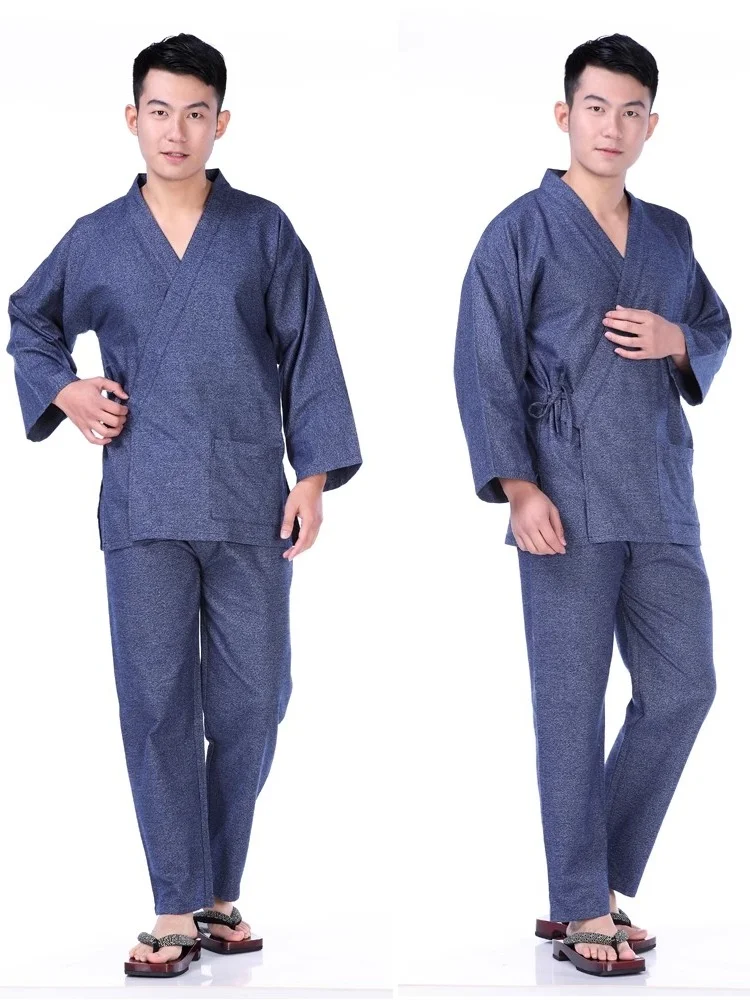 Men's Japan-style cotton double-layer gauze thick and soft men's kimono set air-conditioned room home service