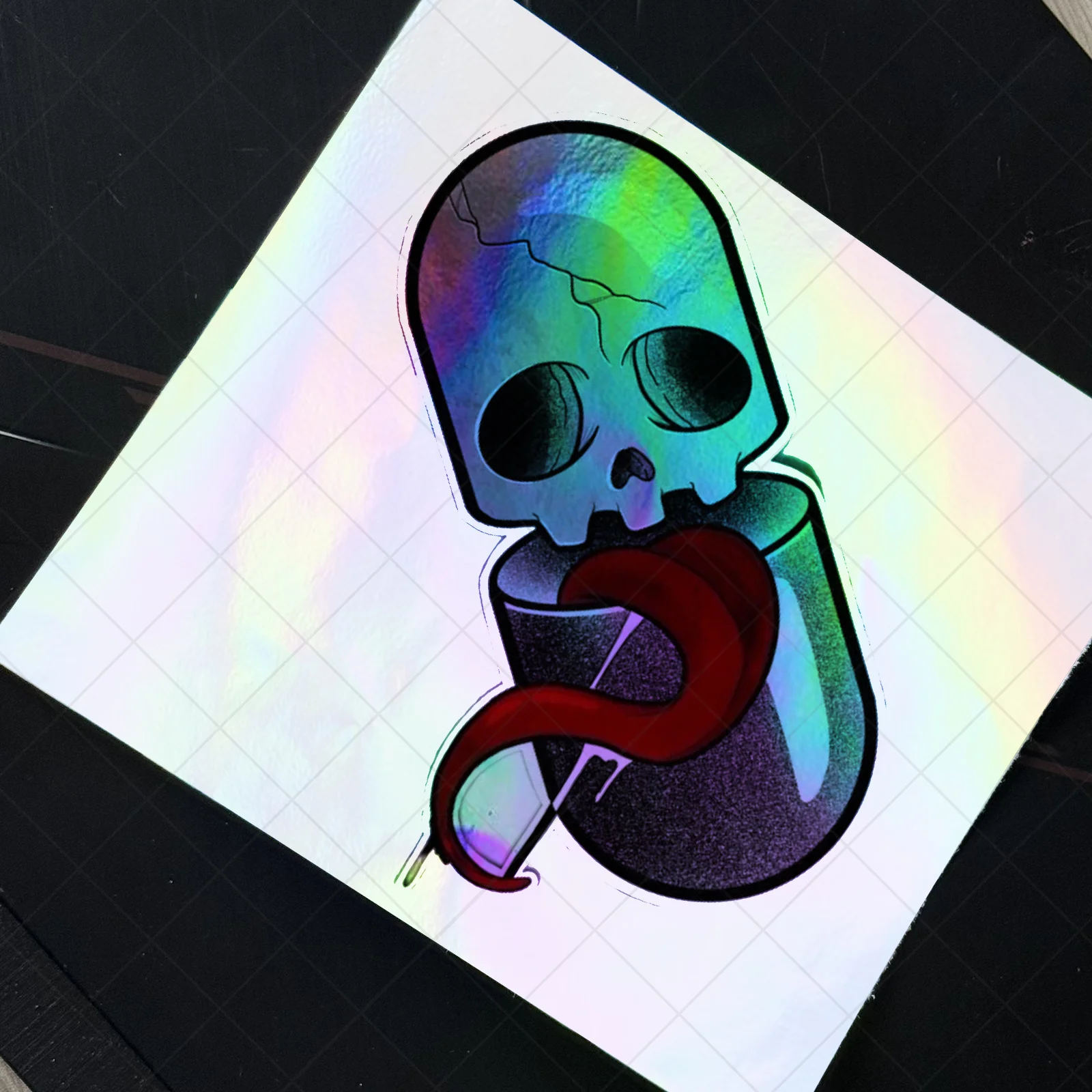 2D Flat Holographic UV Vinyl Sticker Waterproof Removable Color Gradient Decal for Car Motorcycle Scooter Helmet Custom Decor